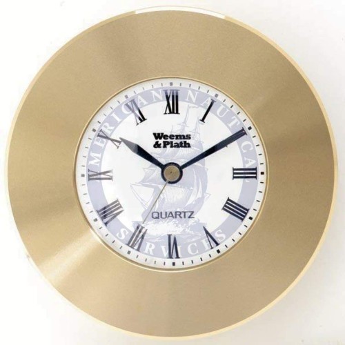 Weems & Plath Kaartgewicht met Quartz Klok Messing - 76 mm