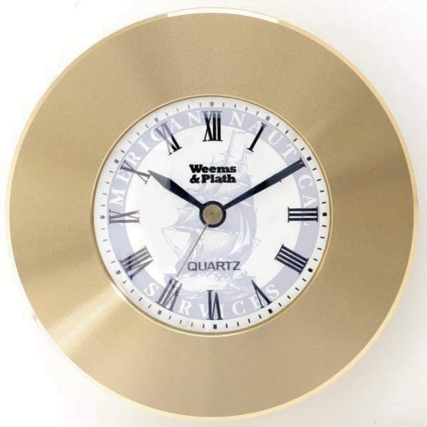 Weems & Plath Kaartgewicht met Quartz Klok Messing - 76 mm