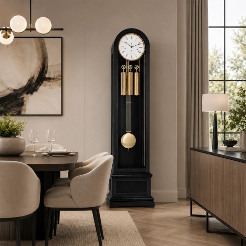 Hermle staande klok Charlotte – zwart/messing