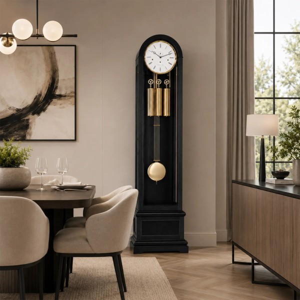 Hermle staande klok Charlotte – zwart/messing