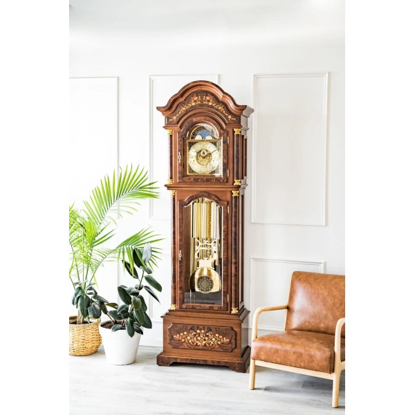 Hermle staande klok Berlin – intarsia, buisgongs