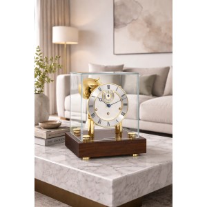 Hermle tafelklok Chigwell – notenhout, glazen kap 2