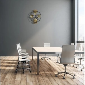 Hermle wandklok met draaiende tandwielen – antiek zilver en goud