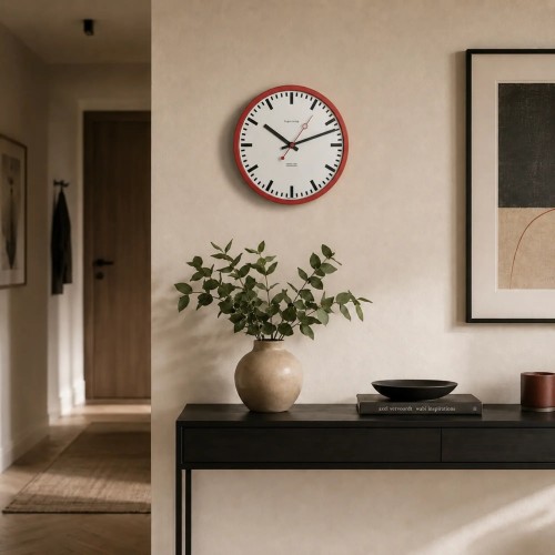 Hermle wandklok Grand Central – rood, radiogestuurd