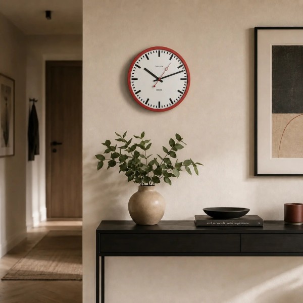 Hermle wandklok Grand Central – rood, quartz