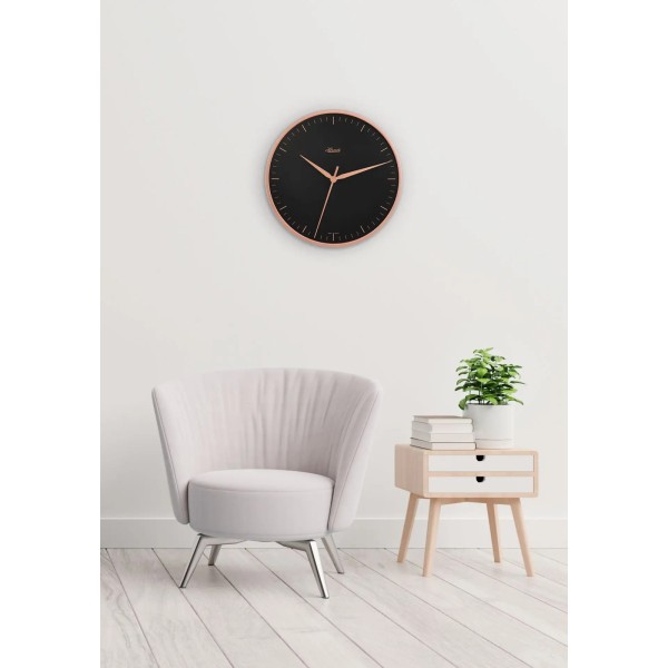 Hermle wandklok Aria – zwart, roségoud, Ø 40 cm