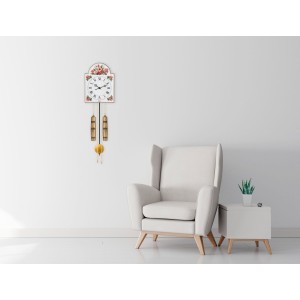 Hermle schildklok Giselle – bloemdecor, 2 gewichten, halve-uurslag
