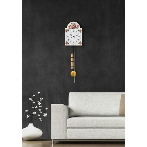 Hermle schildklok Giselle – bloemdecor, 1 gewicht, uurslag
