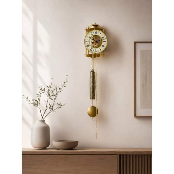 Hermle skelet-wandklok Ravensburg – goud