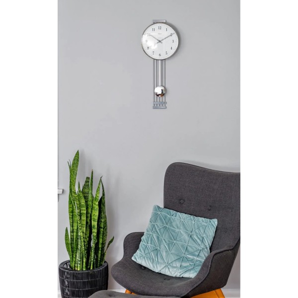 Hermle wandklok Highbury II – nikkelkleur, quartz