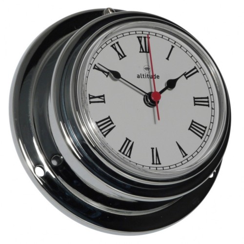 Altitude Quartz Klok Romeins Verchroomd Messing - 95 mm