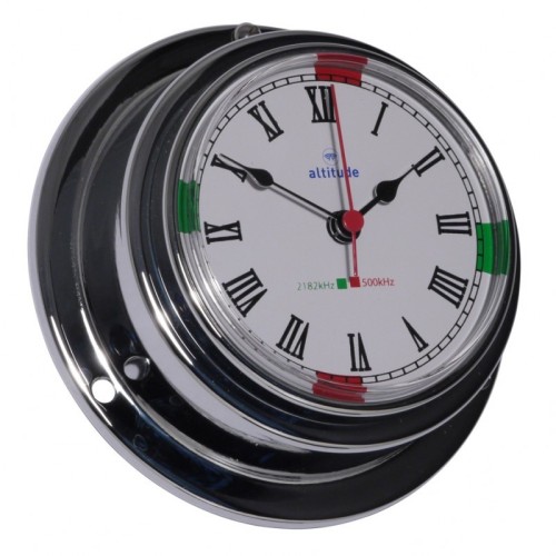 Altitude Quartz Klok Radiostilte Romeins Verchroomd Messing - 95 mm