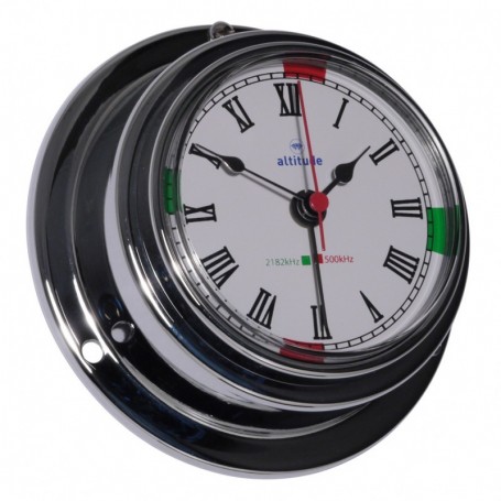 Altitude Quartz Klok Radiostilte Alarm Romeins Verchroomd Messing - 95 mm - Altitude - Quartz Klokken - 843 CAZ