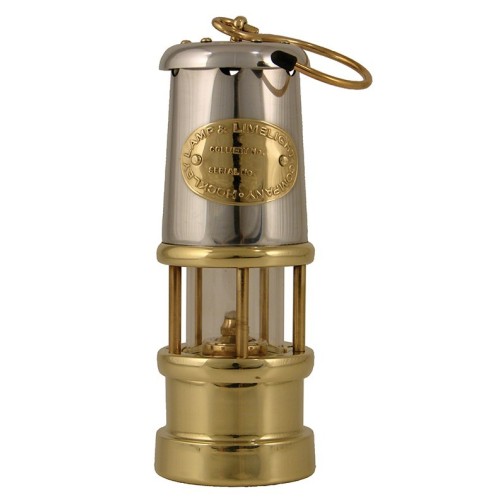 Welsh Miner Olielamp Messing Nikkel Klein