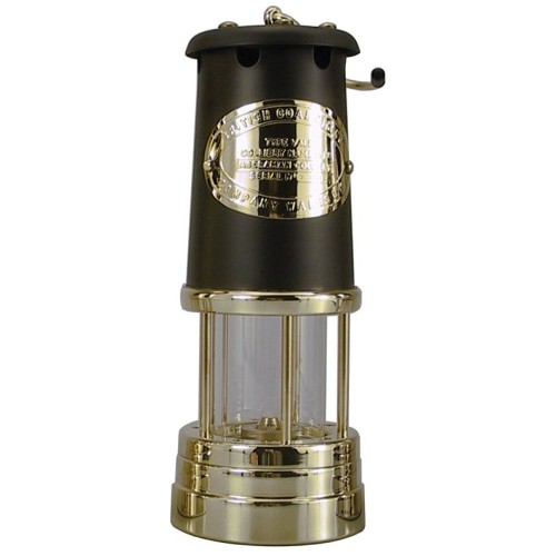 Welsh Miner Olielamp Messing Zwart Groot