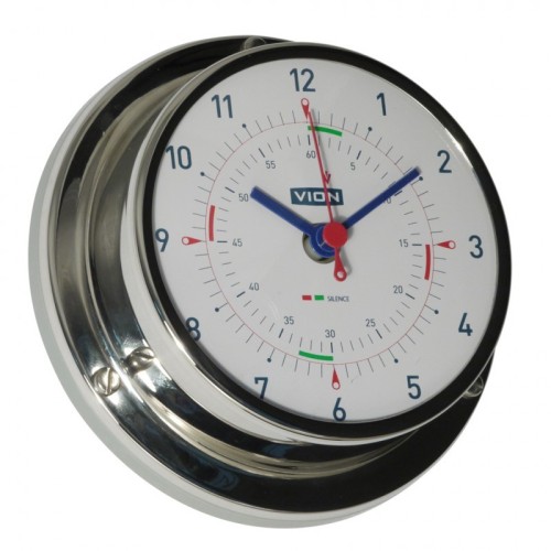 Vion Quartz Klok Radiostilte Glanzend RVS - 97 mm