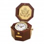 Weems & Plath Quartz Klok In Houten Box Arabisch Alarm Messing Hardhout - Weems & Plath - Quartz Klokken - BAC3135