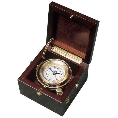 Weems & Plath Cardanisch Opgehangen Quartz Klok In Houten Box Arabisch Messing Hardhout