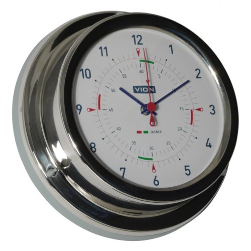 Vion Quartz Klok Radiostilte Glanzend RVS - 129 mm