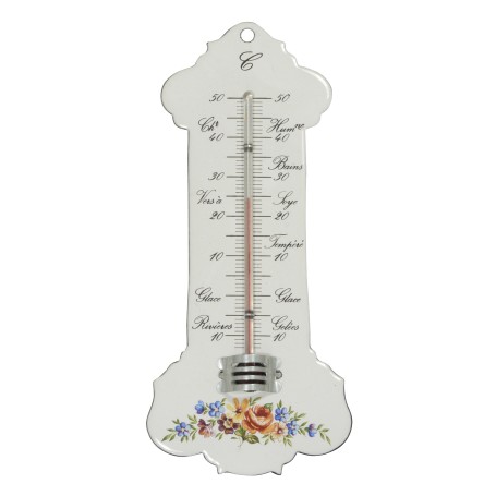 Delite Emaille Thermometer Bloemen Franse Tekst - 170 mm