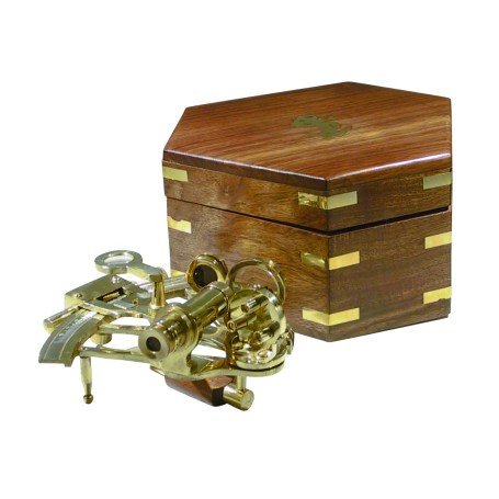 Delite Sextant Messing in Houten Kist - 4 Inch