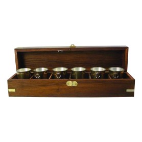 Delite Houten Cadeaudoos Met 6 Borrelglazen 3 cl