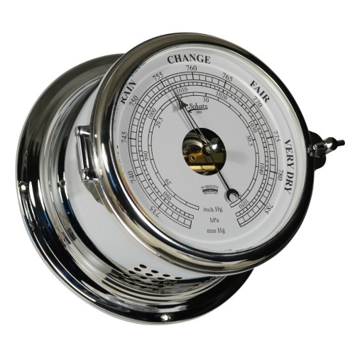 Schatz 1881 Royal Barometer High Sensitive Verchroomd Messing 180 mm