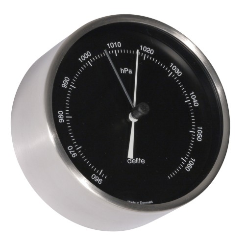 Delite Clausen Barometer Geborsteld RVS Zwarte Wijzerplaat