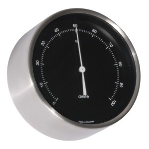 Delite Clausen Hygrometer RVS Zwarte Wijzerplaat