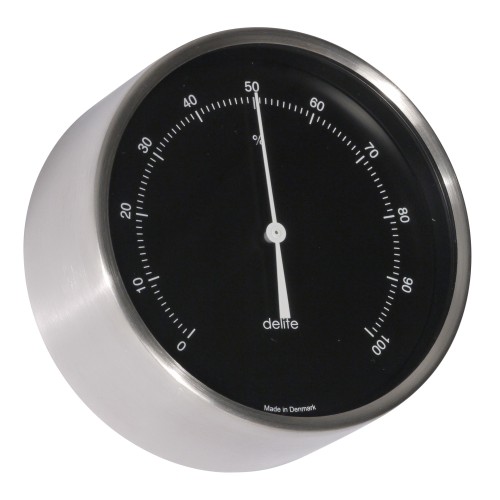 Delite Clausen Hygrometer RVS Zwarte Wijzerplaat