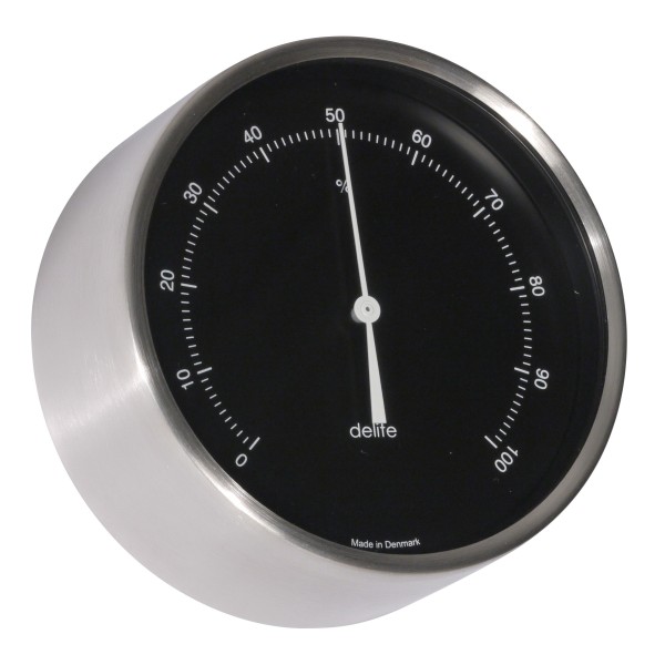 Delite Clausen Hygrometer RVS Zwarte Wijzerplaat