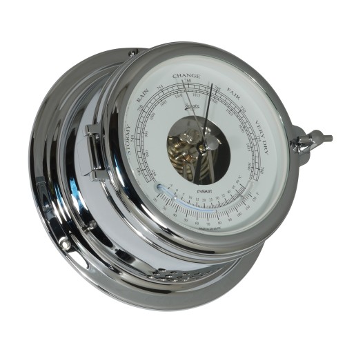 Schatz 1881 Midi Barometer Thermometer Verchroomd Messing - 155 mm