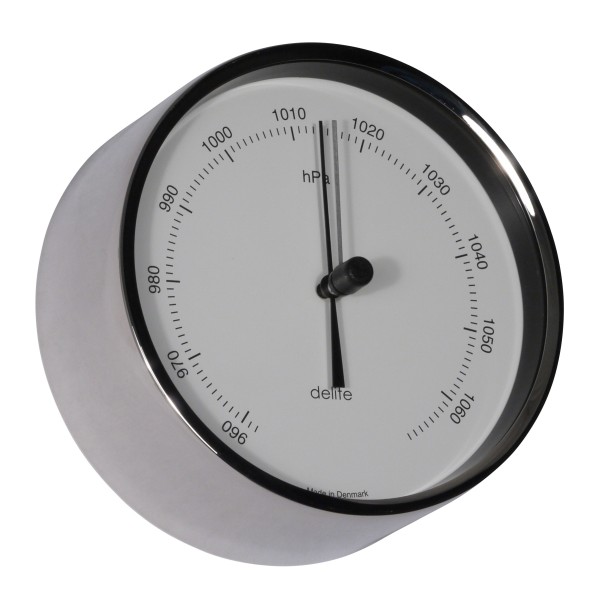 Delite Clausen Barometer RVS Gepolijst Wit - 100 mm