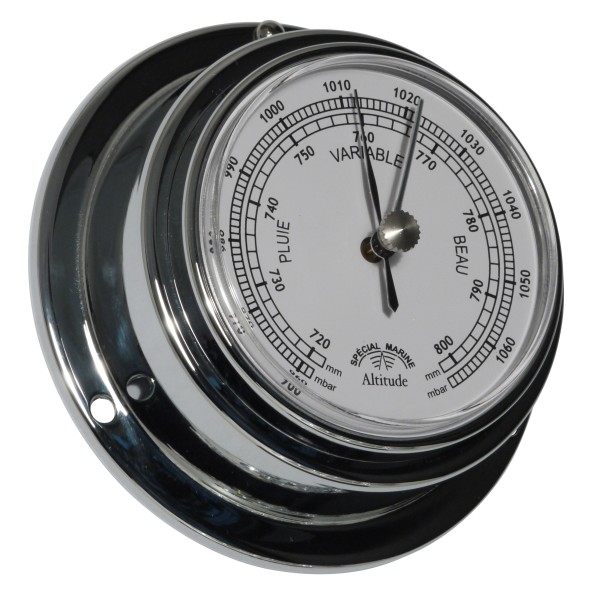 Altitude Barometer Frans Verchroomd Messing - 97 mm