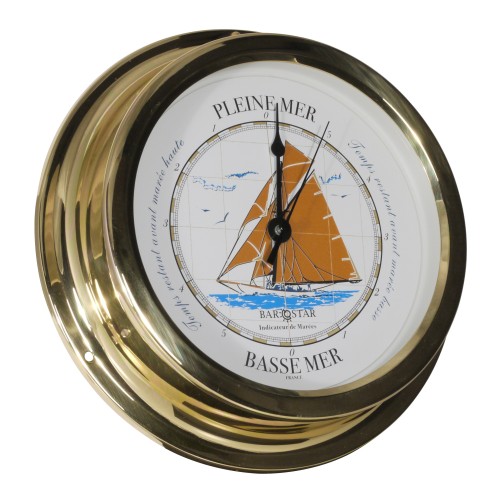 Barostar Getijdenklok Schip Franstalig Messing - 224 mm