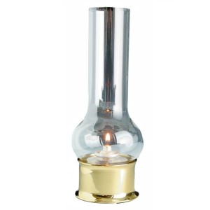 Weems & Plath Companion Lamp Messing met Glazen Schoorsteen