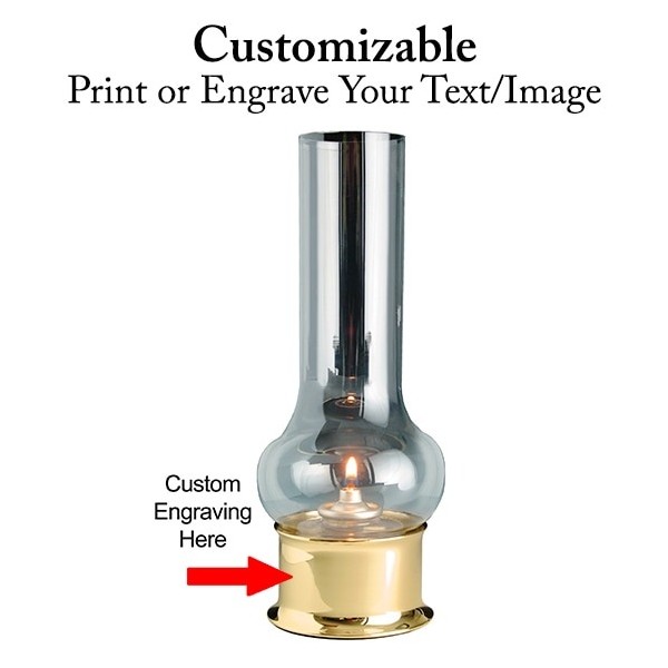 Weems & Plath Companion Lamp Messing met Glazen Schoorsteen